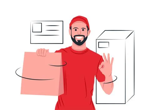 Vector delivery in shadow of sharp lines style 스톡 일러스트