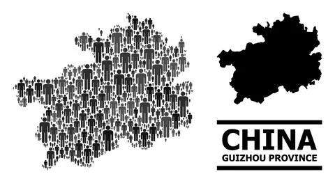 Vector Demographics Collage Map of Guizhou Province and Solid Map Illustrazione stock