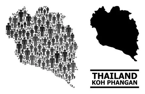 Vector Demographics Collage Map of Koh Phangan and Solid Map Illustrazione stock