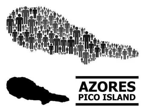 Vector Demographics Collage Map of Pico Island and Solid Map Ilustración de archivo