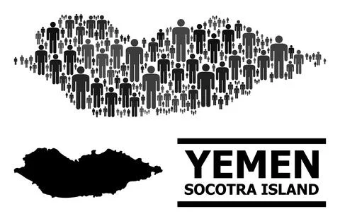 Vector Demographics Collage Map of Socotra Island and Solid Map Stock Illustration