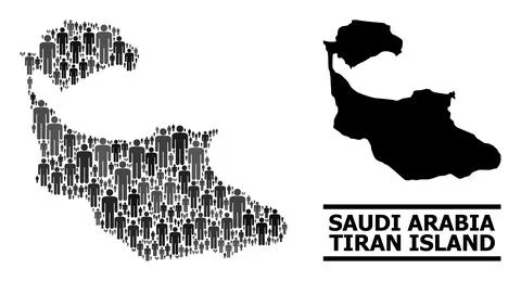Vector Demographics Collage Map of Tiran Island and Solid Map Illustrazione stock