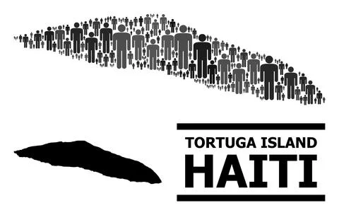 Vector Demographics Mosaic Map of Haiti Tortuga Island and Solid Map Illustrazione stock