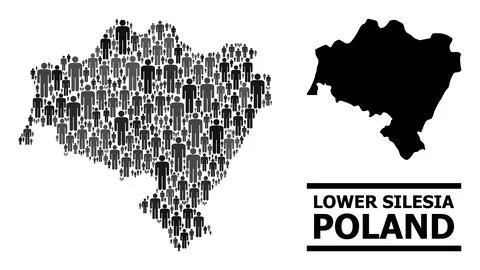 Vector Demographics Mosaic Map of Lower Silesia Province and Solid Map Illustrazione stock