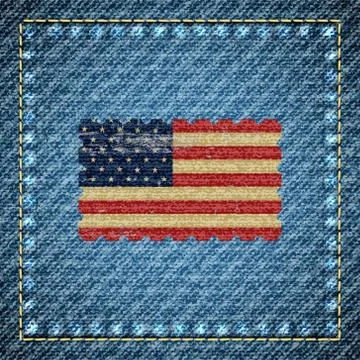 Vector denim background with USA flag in the middle Stock Illustration