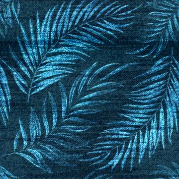 Vector denim exotic palm leaf seamless pattern. Faded jeans background with Stock Illustration