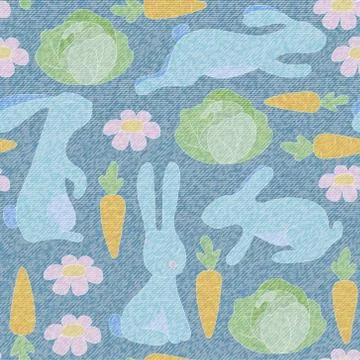 Vector Denim floral seamless pattern. Jeans background with Rose flowers. Blue Stock Illustration