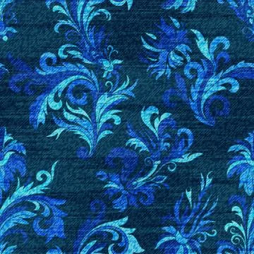 Vector Denim floral seamless pattern. Jeans background with Rose flowers. Blue Stock Illustration
