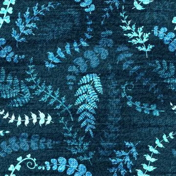 Vector Denim floral seamless pattern. Jeans background with Rose flowers. Blue Stock Illustration