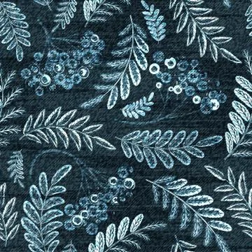 Vector Denim floral seamless pattern. Jeans background with Rose flowers. Blue Stock Illustration