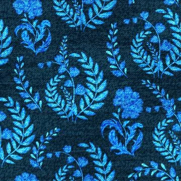 Vector Denim floral seamless pattern. Faded jeans background with fantasy Stock Illustration