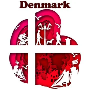 Vector Denmark in paper art style Stock Illustration