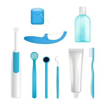 Vector dental cleaning tools set Illustrazione stock