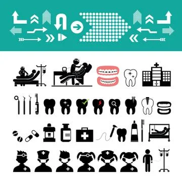 Vector dental icon set Stock Illustration