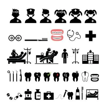 Vector dental icon set Stock Illustration