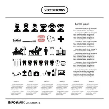Vector dental icon set Illustrazione stock