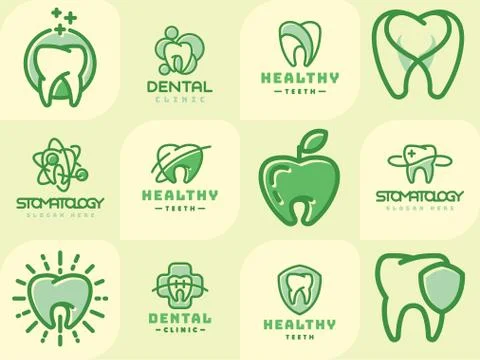 Vector dental label protection template illustration abstract stomatology mouth Stock Illustration