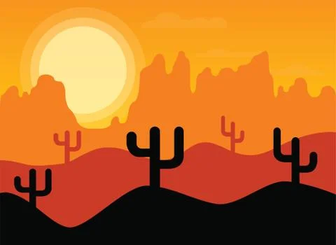Vector Desert Landscape Stock Illustration