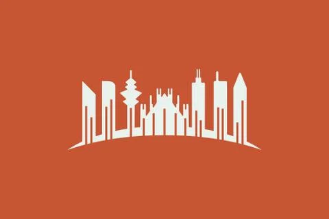 Vector design of abstract building form. Minimalist design, flat logo style a Stock Illustration