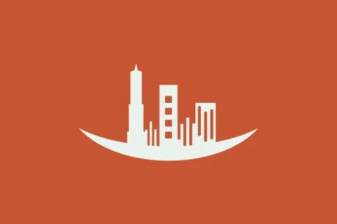 Vector design of abstract building form. Minimalist design, flat logo style a Stock Illustration