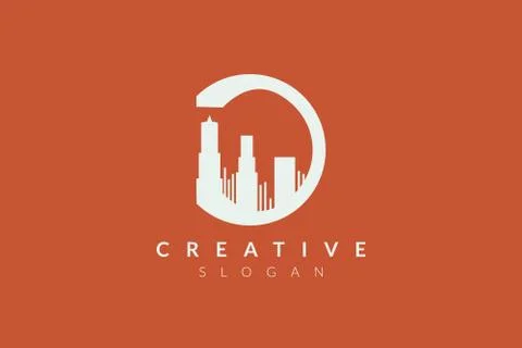 Vector design of abstract building form. Minimalist design, flat logo style a Ilustración de archivo