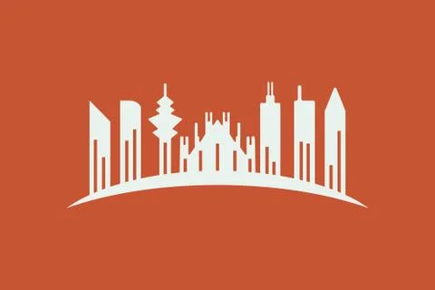 Vector design of abstract building form. Minimalist design, flat logo style a Ilustración de archivo