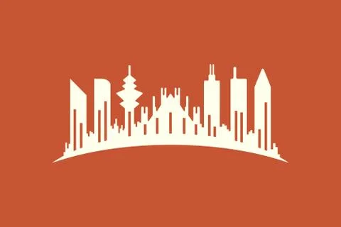 Vector design of abstract building form. Minimalist design, flat logo style a Stock Illustration