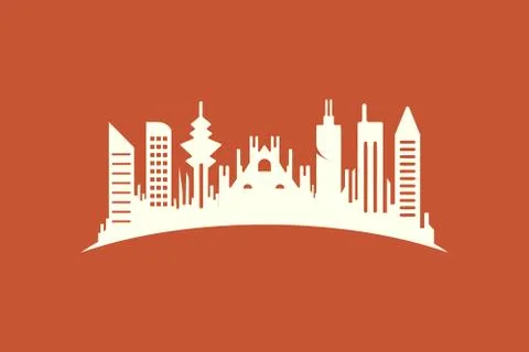 Vector design of abstract building form. Minimalist design, flat logo style a Ilustración de archivo