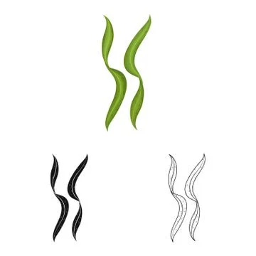Vector design of algae and seafood sign. Collection of algae and ocean stock Stock-Illustration