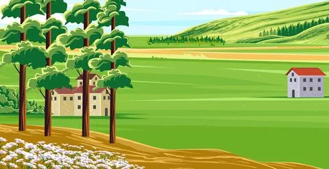 Vector design of ancient village Stock Illustration