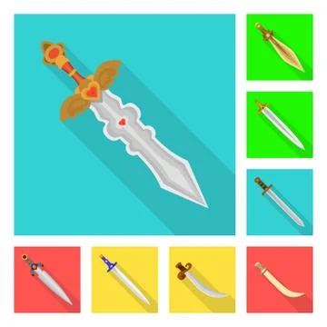 Vector design of  and sword  logo. Set of  and knife  vector icon for stock. Stock Illustration