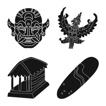 Vector design of and traditional sign. Set of and bali stock vector illustration Stock Illustration