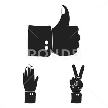Vector design of animated and thumb symbol. Set of animated and gesture vector Stock Illustration