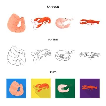 Vector design of appetizer and ocean symbol. Collection of appetizer and Stock Illustration