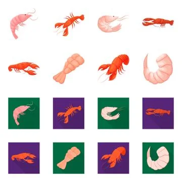 Vector design of appetizer and ocean logo. Set of appetizer and delicacy vector Stock Illustration