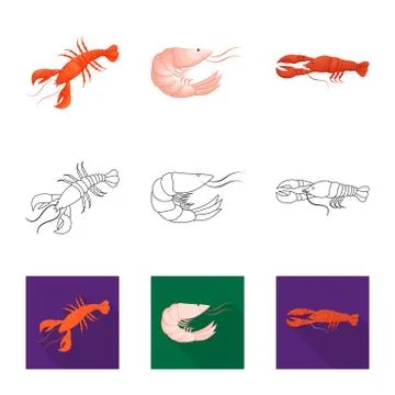 Vector design of appetizer and ocean logo. Collection of appetizer and delicacy Stock Illustration