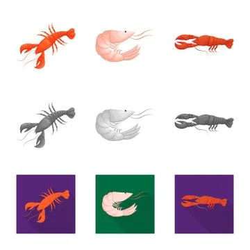 Vector design of appetizer and ocean symbol. Set of appetizer and delicacy Stock Illustration