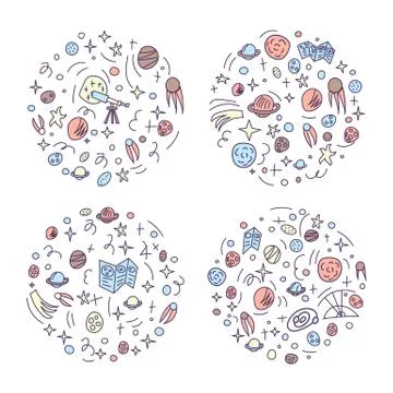 Vector design of astronomic objects. イラスト素材
