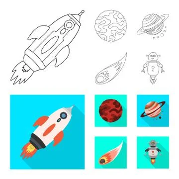 Vector design of astronomy and technology symbol. Set of astronomy and sky Illustrazione stock