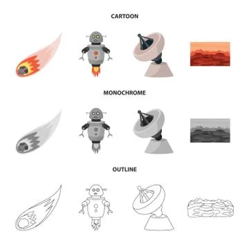 Vector design of astronomy and technology sign. Collection of astronomy and sky Illustrazione stock