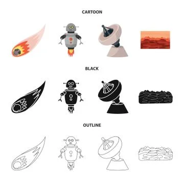 Vector design of astronomy and technology sign. Set of astronomy and sky vector Illustrazione stock