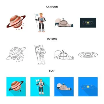 Vector design of astronomy and technology symbol. Collection of astronomy and イラスト素材