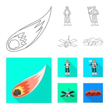 Vector design of astronomy and technology logo. Collection of astronomy and sky Stock Illustration