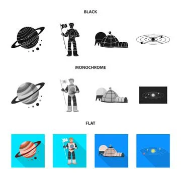 Vector design of astronomy and technology symbol. Collection of astronomy and Illustrazione stock
