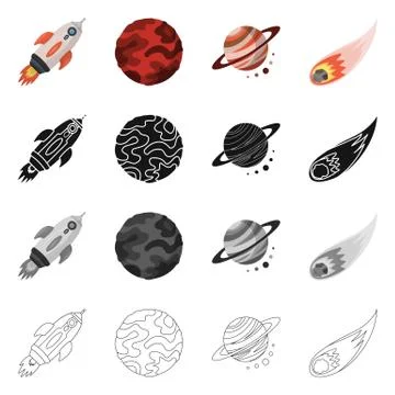Vector design of astronomy and technology icon. Set of astronomy and sky stock Stock Illustration