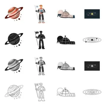 Vector design of astronomy and technology logo. Collection of astronomy and sky Stock Illustration