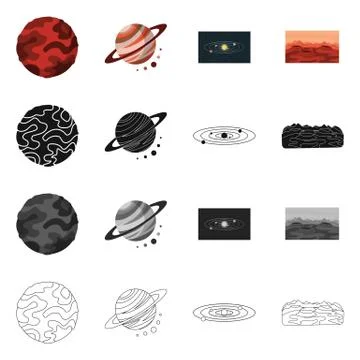 Vector design of astronomy and technology logo. Collection of astronomy and sky Stock Illustration