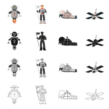 Vector design of astronomy and technology icon. Collection of astronomy and sky Illustrazione stock