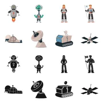 Vector design of astronomy and technology icon. Collection of astronomy and sky Stock Illustration