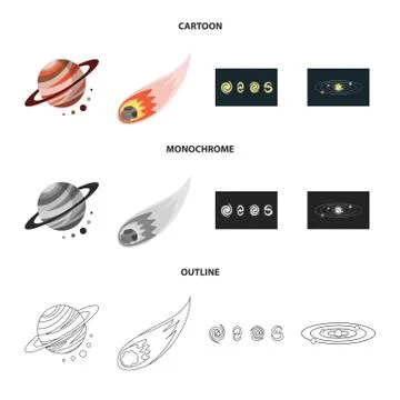 Vector design of astronomy and technology icon. Set of astronomy and sky stock Stock Illustration